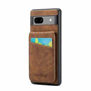 For Google Pixel 8 Fierre Shann Crazy Horse Card Holder Back Cover PU Phone Case(Brown)