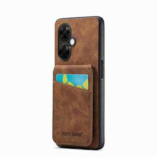 For OnePlus Nord CE 3 / CE 3 Lite Fierre Shann Crazy Horse Card Holder Back Cover PU Phone Case(Brown)