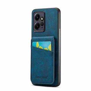 For Xiaomi Redmi Note 12 4G Global Fierre Shann Crazy Horse Card Holder Back Cover PU Phone Case(Blue)
