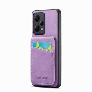 For Xiaomi Redmi Note 12 Pro 5G Global Fierre Shann Crazy Horse Card Holder Back Cover PU Phone Case(Purple)