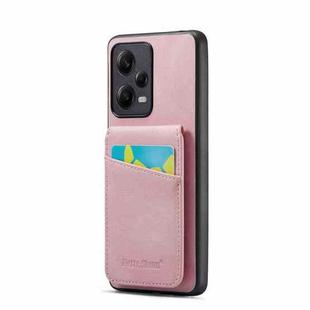 For Xiaomi Redmi Note 12 Pro+ Global Fierre Shann Crazy Horse Card Holder Back Cover PU Phone Case(Pink)