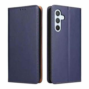 For Samsung Galaxy S23 FE 5G Fierre Shann PU Genuine Leather Texture Leather Phone Case(Blue)