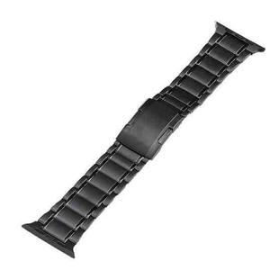 For Apple Watch Series 6 44mm Five Beads Turtle Buckle Titanium Steel Watch Band(Black)