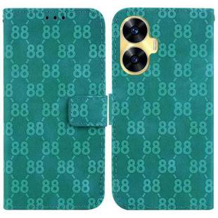 For Realme C55 Double 8-shaped Embossed Leather Phone Case(Green)