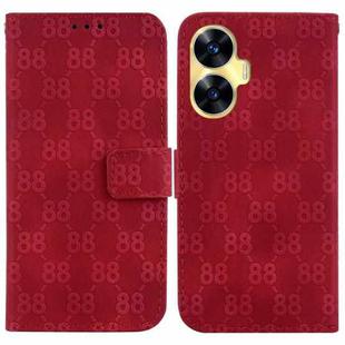 For Realme C55 Double 8-shaped Embossed Leather Phone Case(Red)