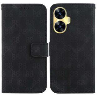 For Realme C55 Double 8-shaped Embossed Leather Phone Case(Black)