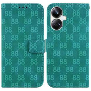 For Realme 10 Pro+ Double 8-shaped Embossed Leather Phone Case(Green)