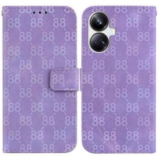 For Realme 10 Pro+ Double 8-shaped Embossed Leather Phone Case(Purple)
