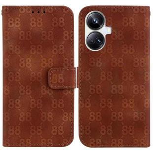 For Realme 10 Pro+ Double 8-shaped Embossed Leather Phone Case(Brown)