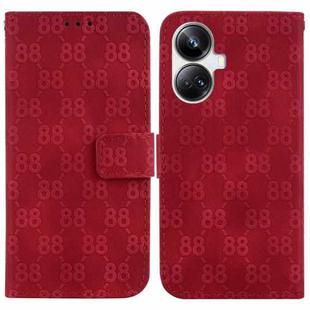 For Realme 10 Pro+ Double 8-shaped Embossed Leather Phone Case(Red)