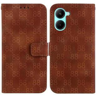 For Realme C33 Double 8-shaped Embossed Leather Phone Case(Brown)