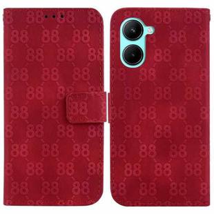 For Realme C33 Double 8-shaped Embossed Leather Phone Case(Red)