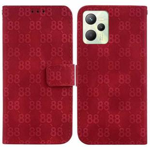For Realme C35 Double 8-shaped Embossed Leather Phone Case(Red)