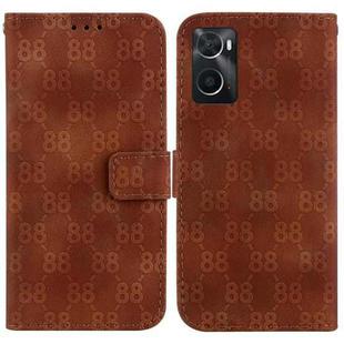 For Realme 9i / A76 4G / A36 Double 8-shaped Embossed Leather Phone Case(Brown)
