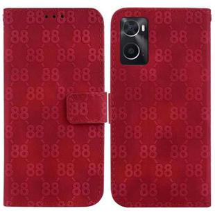 For Realme 9i / A76 4G / A36 Double 8-shaped Embossed Leather Phone Case(Red)