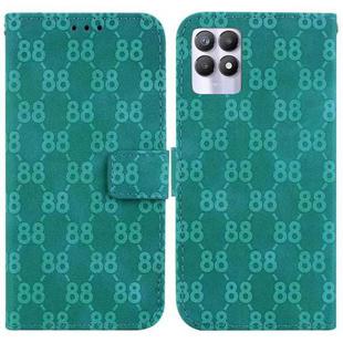For Realme 8i Double 8-shaped Embossed Leather Phone Case(Green)