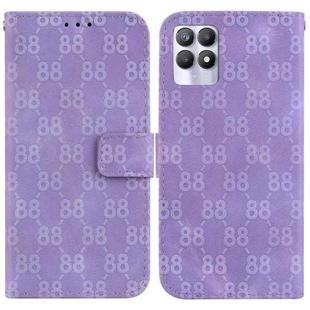 For Realme 8i Double 8-shaped Embossed Leather Phone Case(Purple)