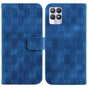 For Realme 8i Double 8-shaped Embossed Leather Phone Case(Blue)