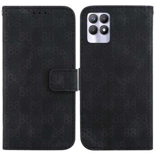 For Realme 8i Double 8-shaped Embossed Leather Phone Case(Black)