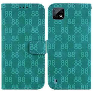 For Realme C20 / C11 2021 Double 8-shaped Embossed Leather Phone Case(Green)