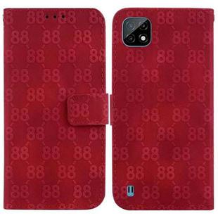 For Realme C20 / C11 2021 Double 8-shaped Embossed Leather Phone Case(Red)