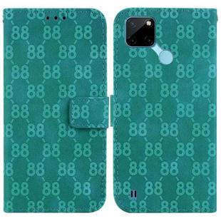 For Realme C21Y Double 8-shaped Embossed Leather Phone Case(Green)