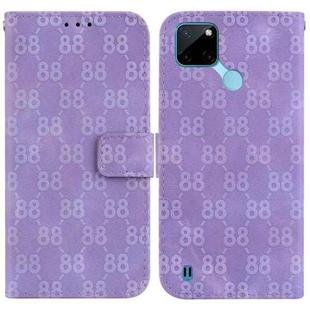 For Realme C21Y Double 8-shaped Embossed Leather Phone Case(Purple)