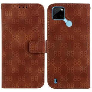 For Realme C21Y Double 8-shaped Embossed Leather Phone Case(Brown)