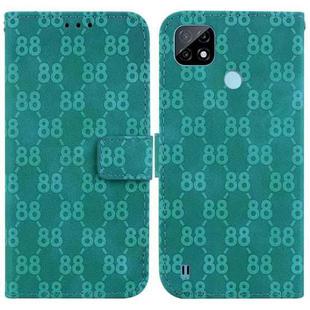 For Realme C21 Double 8-shaped Embossed Leather Phone Case(Green)