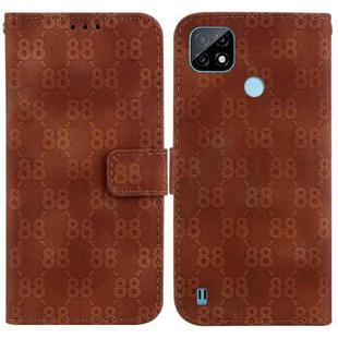 For Realme C21 Double 8-shaped Embossed Leather Phone Case(Brown)