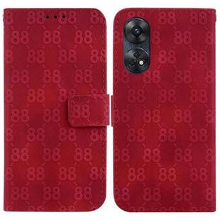 For OPPO Reno8 T 4G Double 8-shaped Embossed Leather Phone Case(Red)