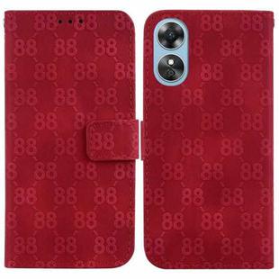 For OPPO A17 / A17k Double 8-shaped Embossed Leather Phone Case(Red)