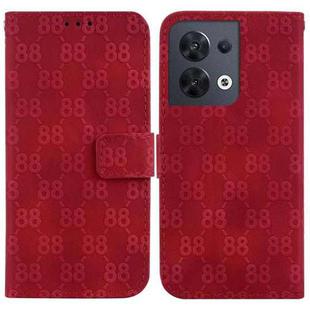 For OPPO Reno8 5G Double 8-shaped Embossed Leather Phone Case(Red)
