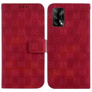 For OPPO A74 4G / F19 4G Double 8-shaped Embossed Leather Phone Case(Red)