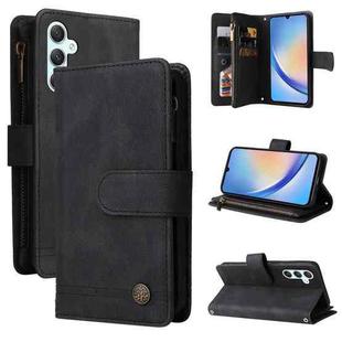 For Samsung Galaxy A34 5G Skin Feel Multi-Card Wallet Zipper Leather Phone Case(Black)