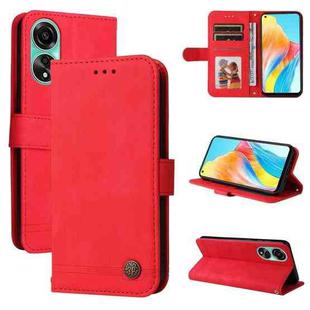 For OPPO A78 4G Skin Feel Life Tree Metal Button Leather Phone Case(Red)
