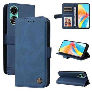 For OPPO A78 4G Skin Feel Life Tree Metal Button Leather Phone Case(Blue)