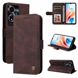 For OPPO A59 5G / A2m Skin Feel Life Tree Metal Button Leather Phone Case(Brown)