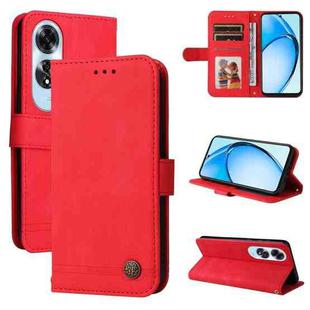 For OPPO A60 4G Global Skin Feel Life Tree Metal Button Leather Phone Case(Red)