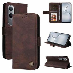 For OPPO K12x Skin Feel Life Tree Metal Button Leather Phone Case(Brown)