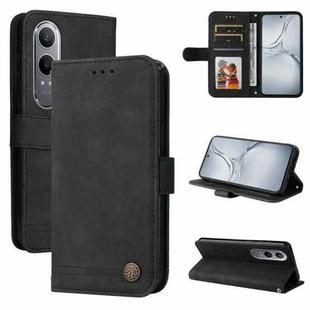 For OPPO K12x Skin Feel Life Tree Metal Button Leather Phone Case(Black)