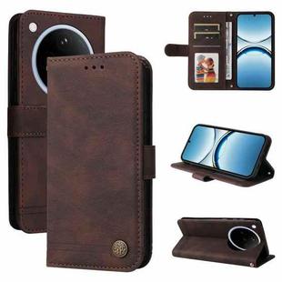 For OPPO Find X8 Skin Feel Life Tree Metal Button Leather Phone Case(Brown)