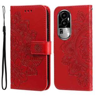 For OPPO Reno10 5G / Reno10 Pro 5G Global Seven-petal Flowers Embossing Leather Phone Case(Red)