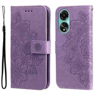 For OPPO A78 4G 7-petal Flowers Embossing Leather Phone Case(Light Purple)