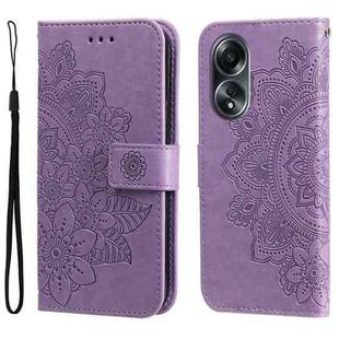 For OPPO A58 4G Seven-petal Flowers Embossing Leather Phone Case(Light Purple)