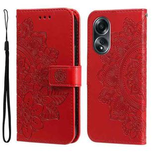 For OPPO A58 4G Seven-petal Flowers Embossing Leather Phone Case(Red)