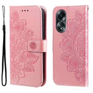 For OPPO A58 4G 7-petal Flowers Embossing Leather Phone Case(Rose Gold)