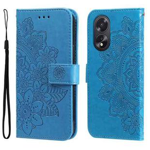 For OPPO A38 4G / A18 4G Global Seven-petal Flowers Embossing Leather Phone Case(Blue)