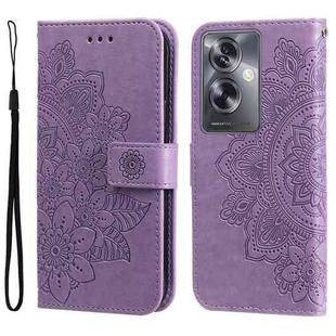 For OPPO A79 5G Seven-petal Flowers Embossing Leather Phone Case(Light Purple)