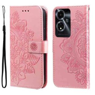 For OPPO A59 5G / A2m 7-petal Flowers Embossing Leather Phone Case(Rose Gold)